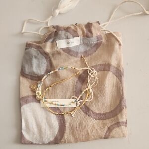 Chan Luu Gold and Turquoise Beaded Bracelet